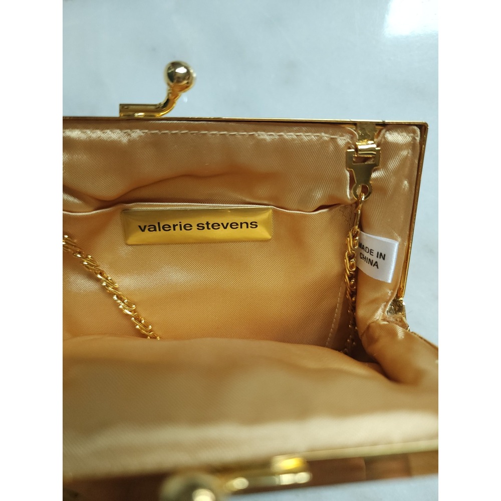 VTG Exquisite Valerie Stevens Beaded Evening Bag Gold Glam Party Shell Clutch - Picture 7 of 13